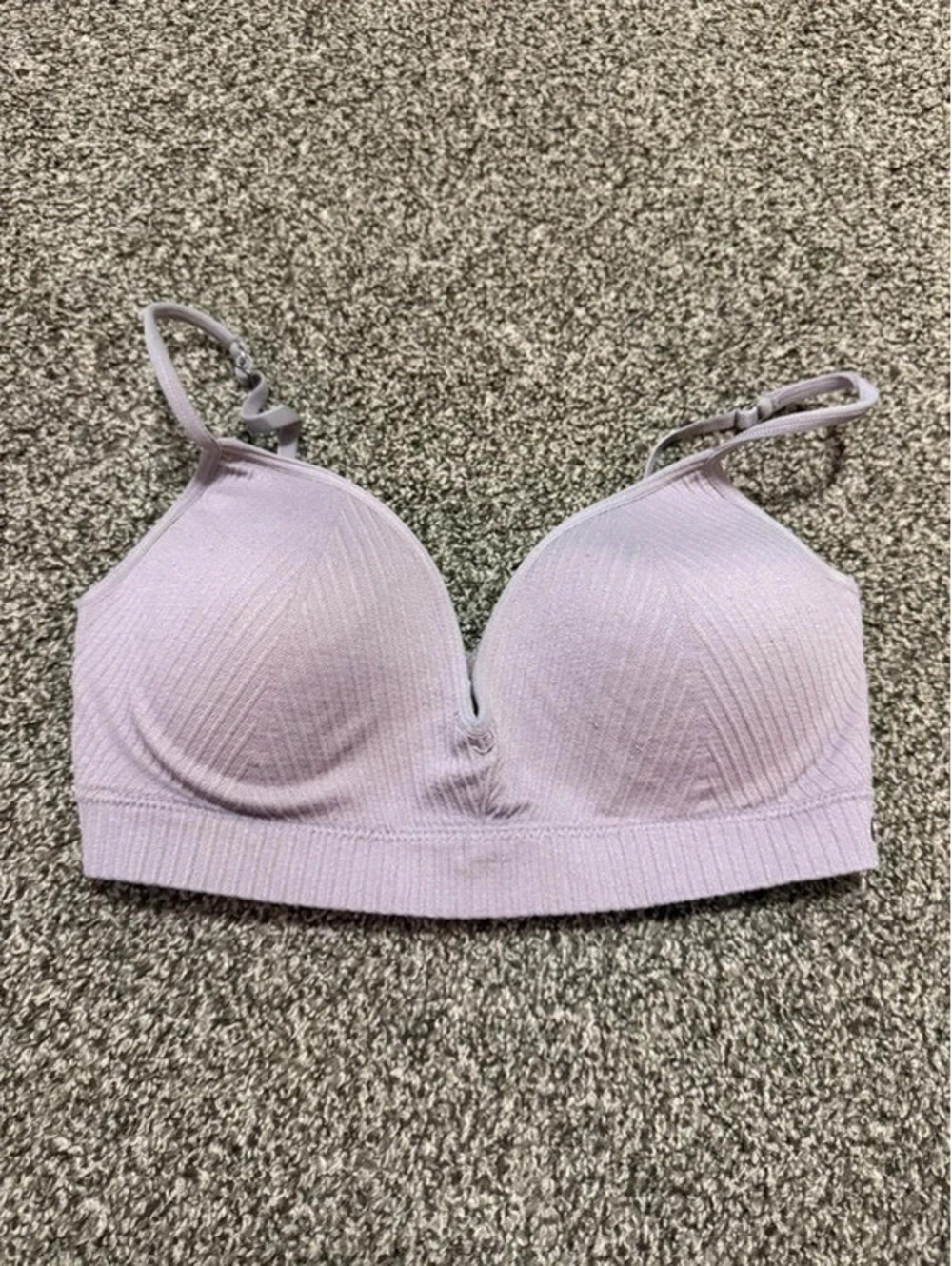 Lucky Brand Women’s Small Lavender Ribbed Padded Bralette Wireless Bra